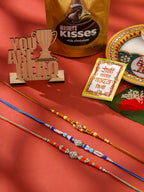 NVR Men Set of 3 Multicolor Artificial Stones and Beads Rakhi Combo | Grocsy