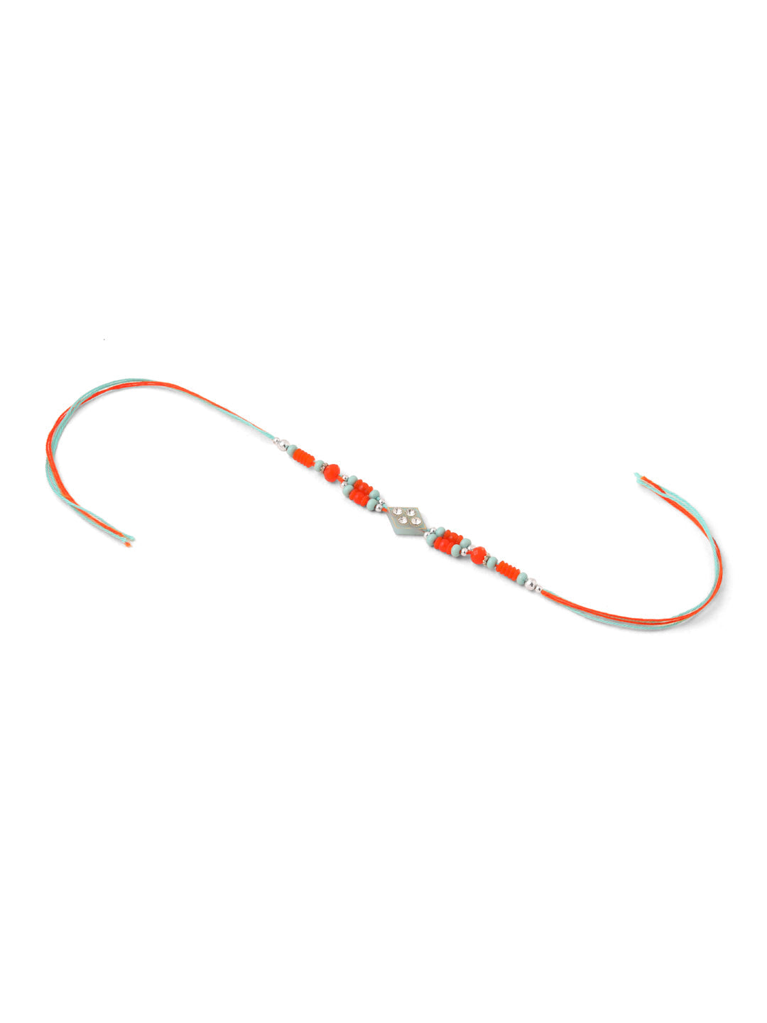 NVR Men Set of 3 Multicolor Artificial Stones and Beads Rakhi with Roli Chawal Chandan & Mishri | Grocsy