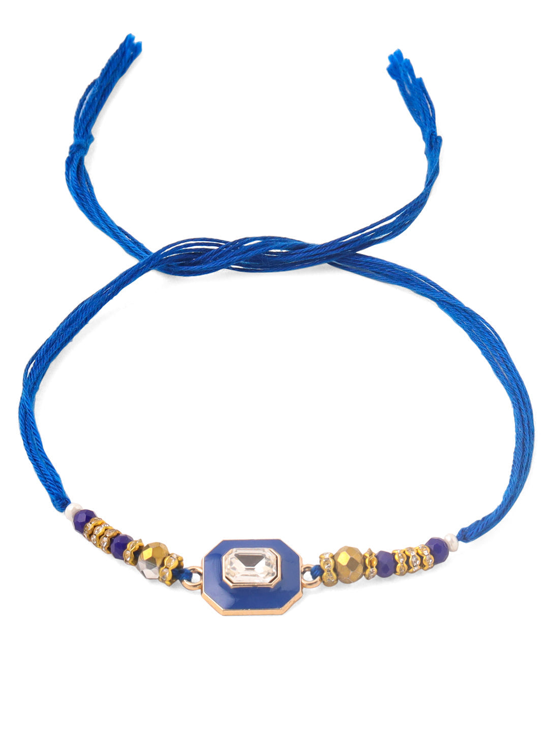 NVR Men Blue Artificial Stones Handmade Thread Rakhi, Combo for Rakshabandhan | Grocsy