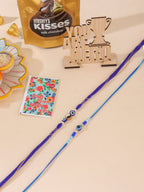 NVR Men Set of 2 Blue Evil Eye Artificial Beads Thread Rakhi Combo | Grocsy
