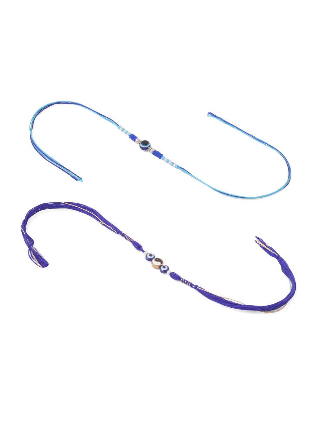 NVR Men Set of 2 Blue Evil Eye Artificial Beads Thread Rakhi Combo | Grocsy