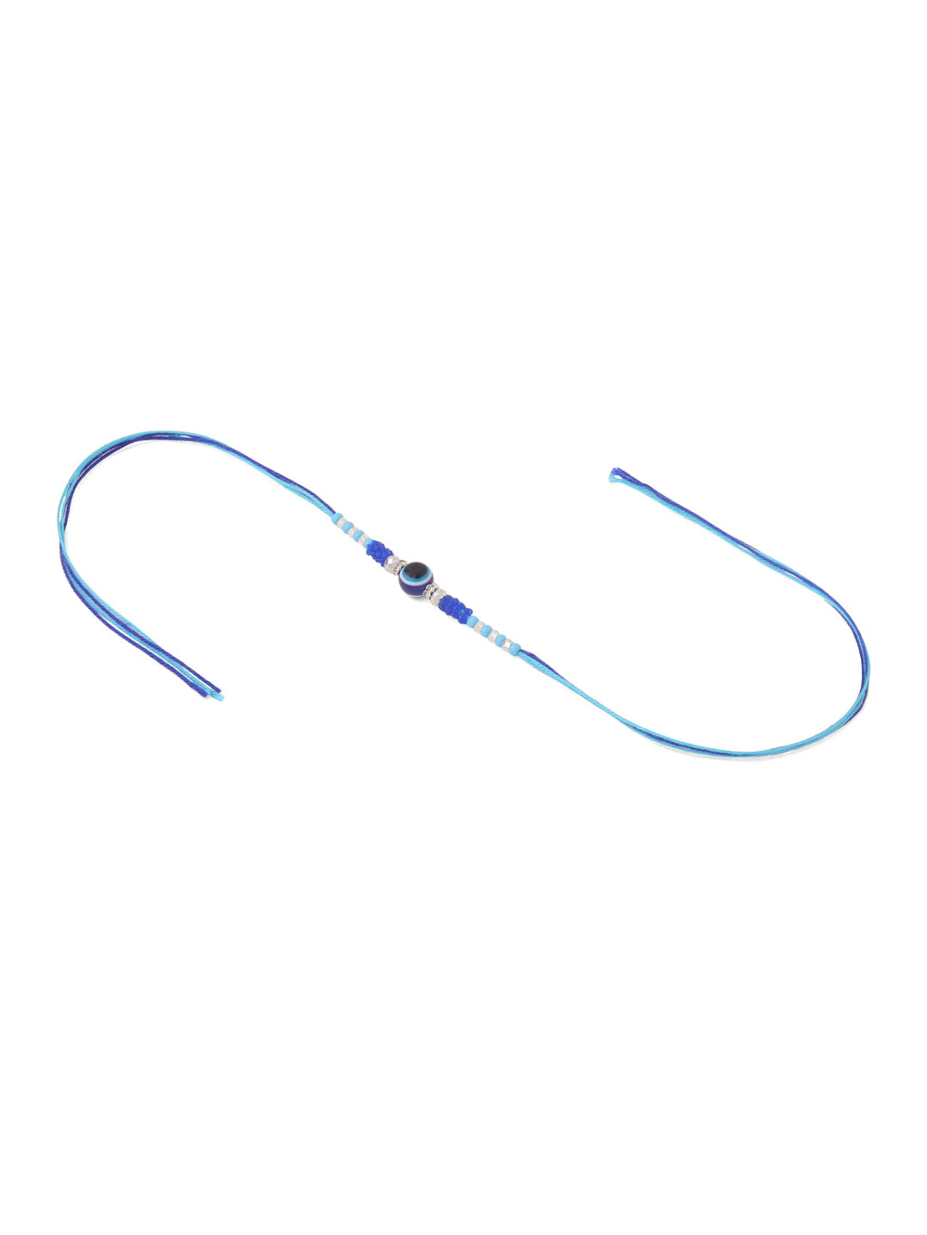 NVR Men Set of 2 Blue Evil Eye Artificial Beads Thread Rakhi with Roli Chawal Chandan & Mishri | Grocsy