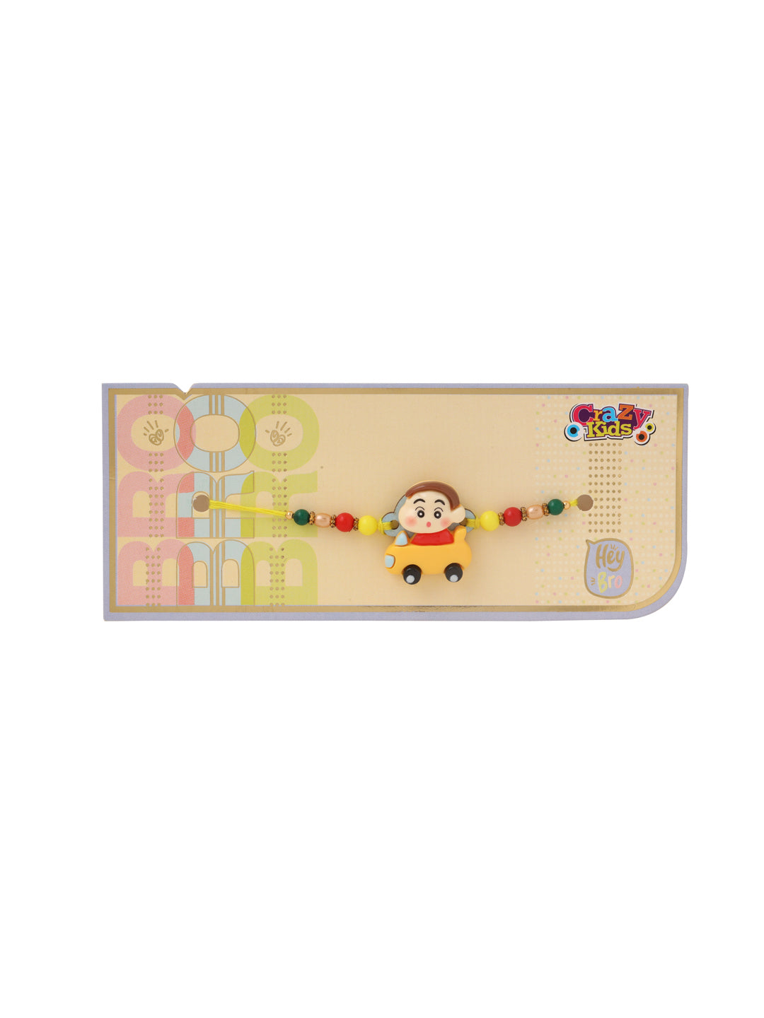 NVR Kids Yellow Cartoon Artificial Beads Rakhi, Combo for Rakshabandhan | Grocsy