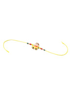 NVR Kids Yellow Cartoon Artificial Beads Rakhi with Roli Chawal Chandan & Mishri | Grocsy