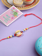 NVR Kids Cartoon Character Multicolor Artificial Beads Rakhi with Roli Chawal Chandan & Mishri | Grocsy