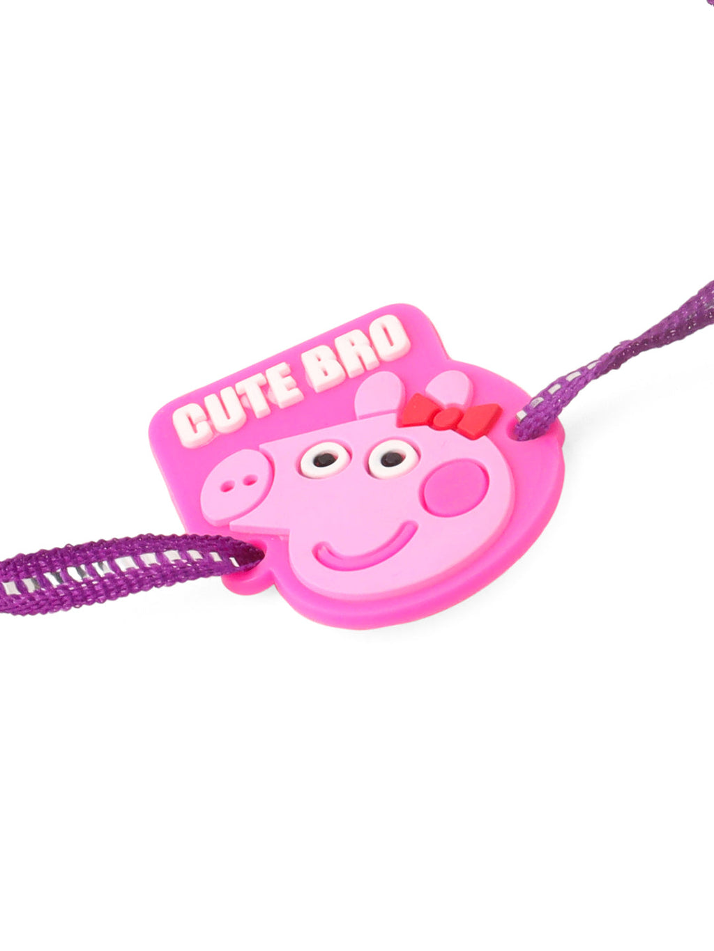 NVR Stylish Pink Cartoon Character Kids Rakhi with Roli Chawal Chandan & Mishri | Grocsy