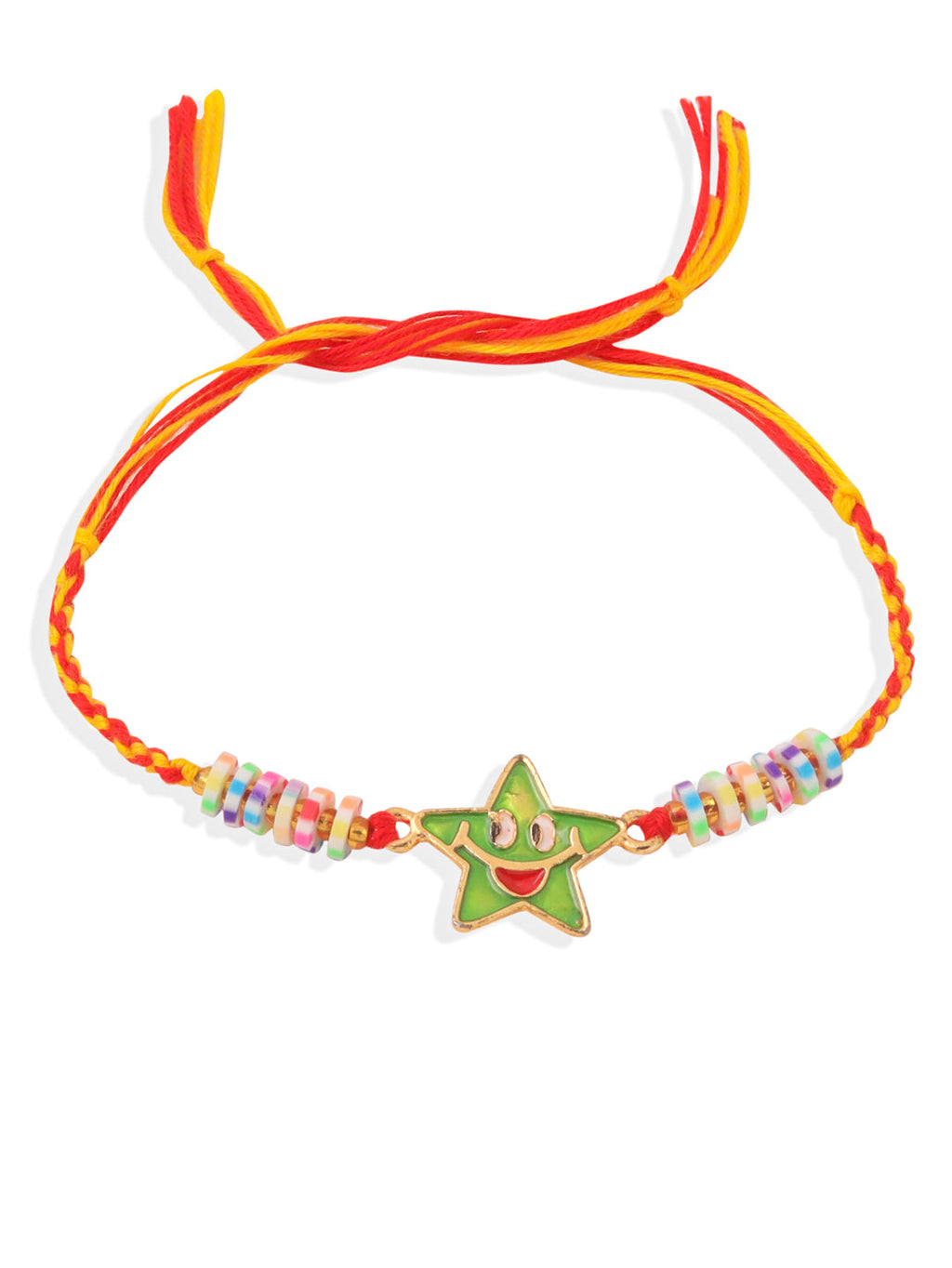 NVR Kids Star Shape Multicolor Thread Rakhi with Roli Chawal Chandan & Mishri | Grocsy