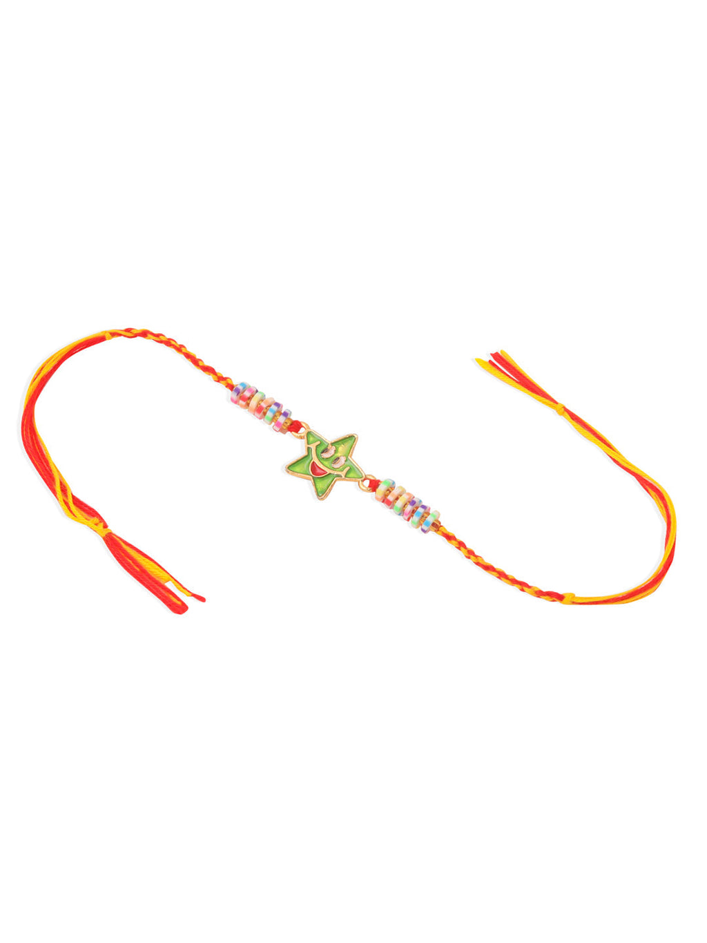 NVR Kids Star Shape Multicolor Thread Rakhi with Roli Chawal Chandan & Mishri | Grocsy