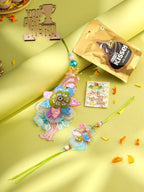 NVR Set of 2 Handmade Multicolor Artificial Stones & Beads Bhaiya Bhabhi Rakhi Combo | Grocsy