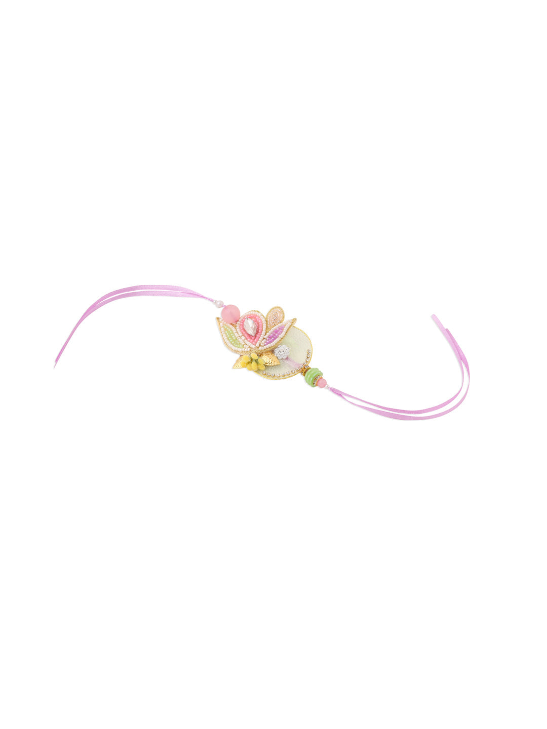 NVR Handcrafted Set of 2 Multicolor Pearls Bhaiya Bhabhi Rakhi Combo | Grocsy