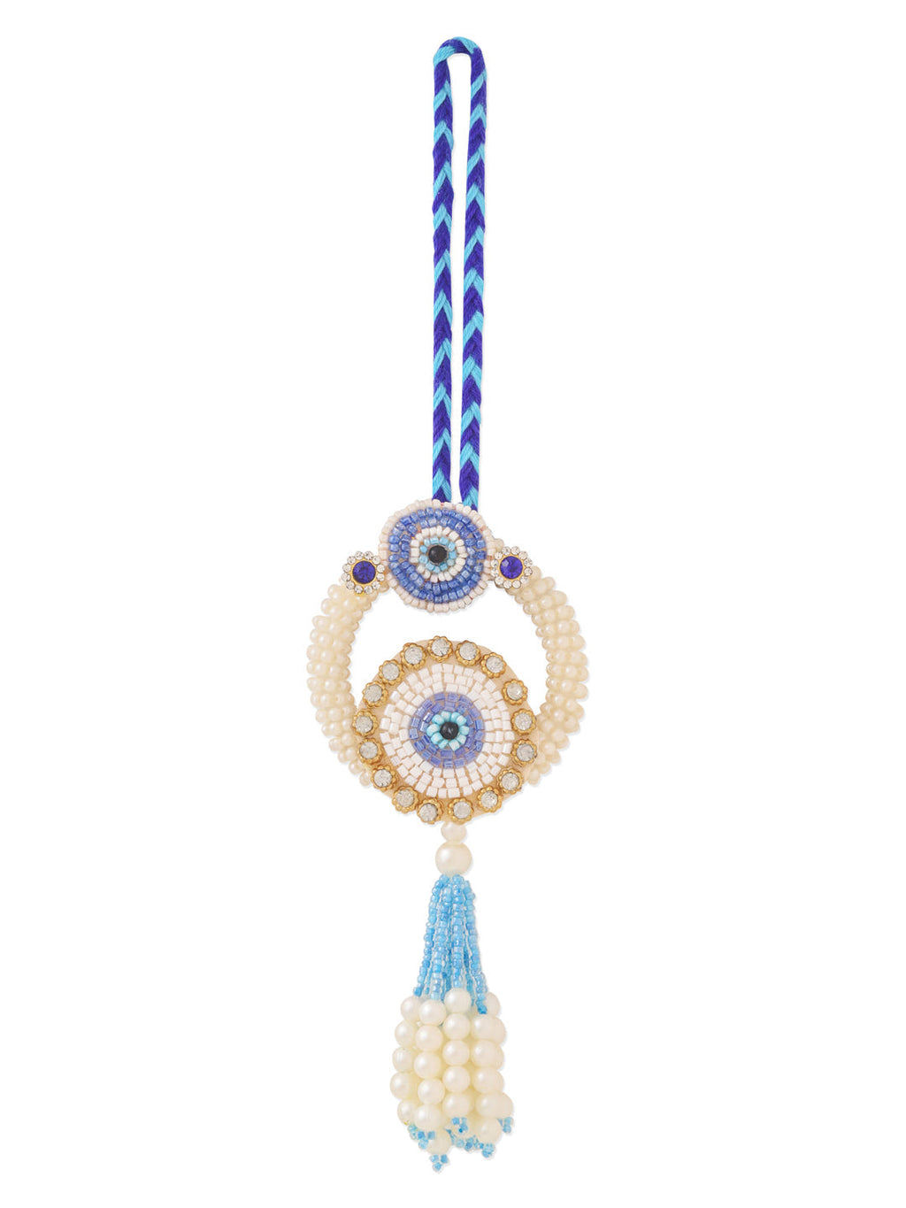 NVR Set of 2 Blue Evil Eye Artificial Stones & Pearls Bhaiya Bhabhi Rakhi Combo | Grocsy