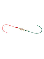 NVR Set of 2 Gold Toned Kundan Studded Floral Design Bhaiya Bhabhi Rakhi Combo | Grocsy