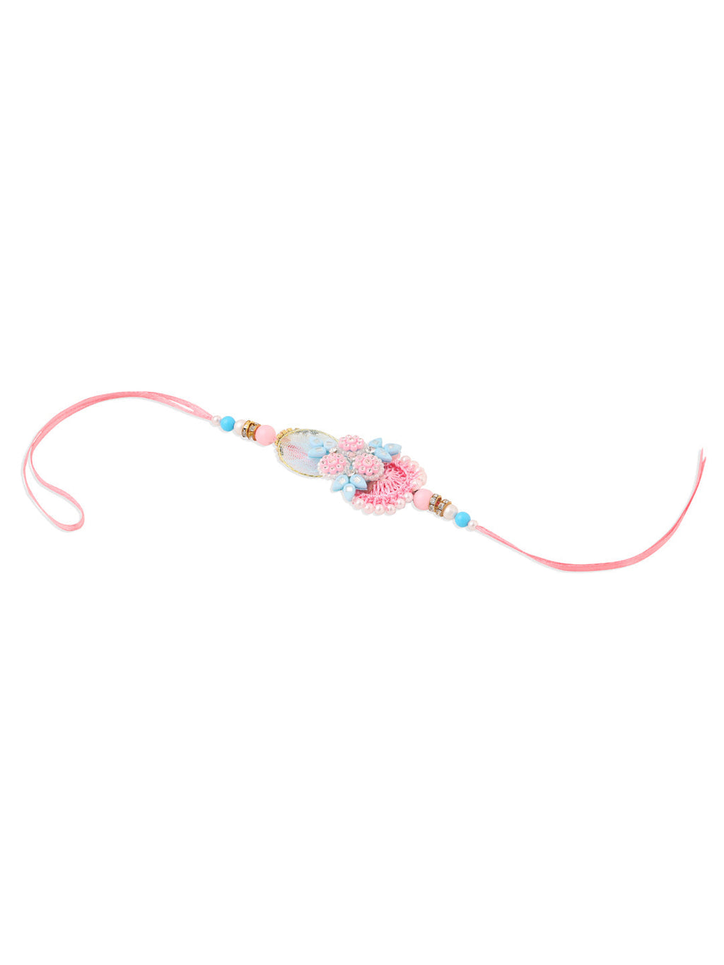 NVR Set of 2 Multicolor Handcrafted Artificial Stones & Pearls Bhaiya Bhabhi Rakhi Combo | Grocsy