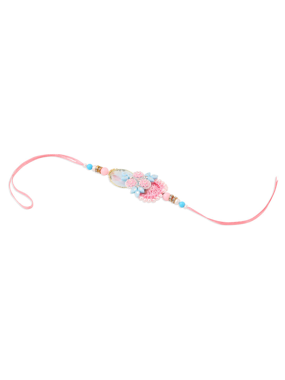 NVR Set of 2 Multicolor Handcrafted Artificial Stones & Pearls Bhaiya Bhabhi Rakhi Combo | Grocsy