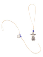 NVR Set of 2 Silver Toned Pearls & Beads Bhaiya Bhabhi Rakhi Combo | Grocsy