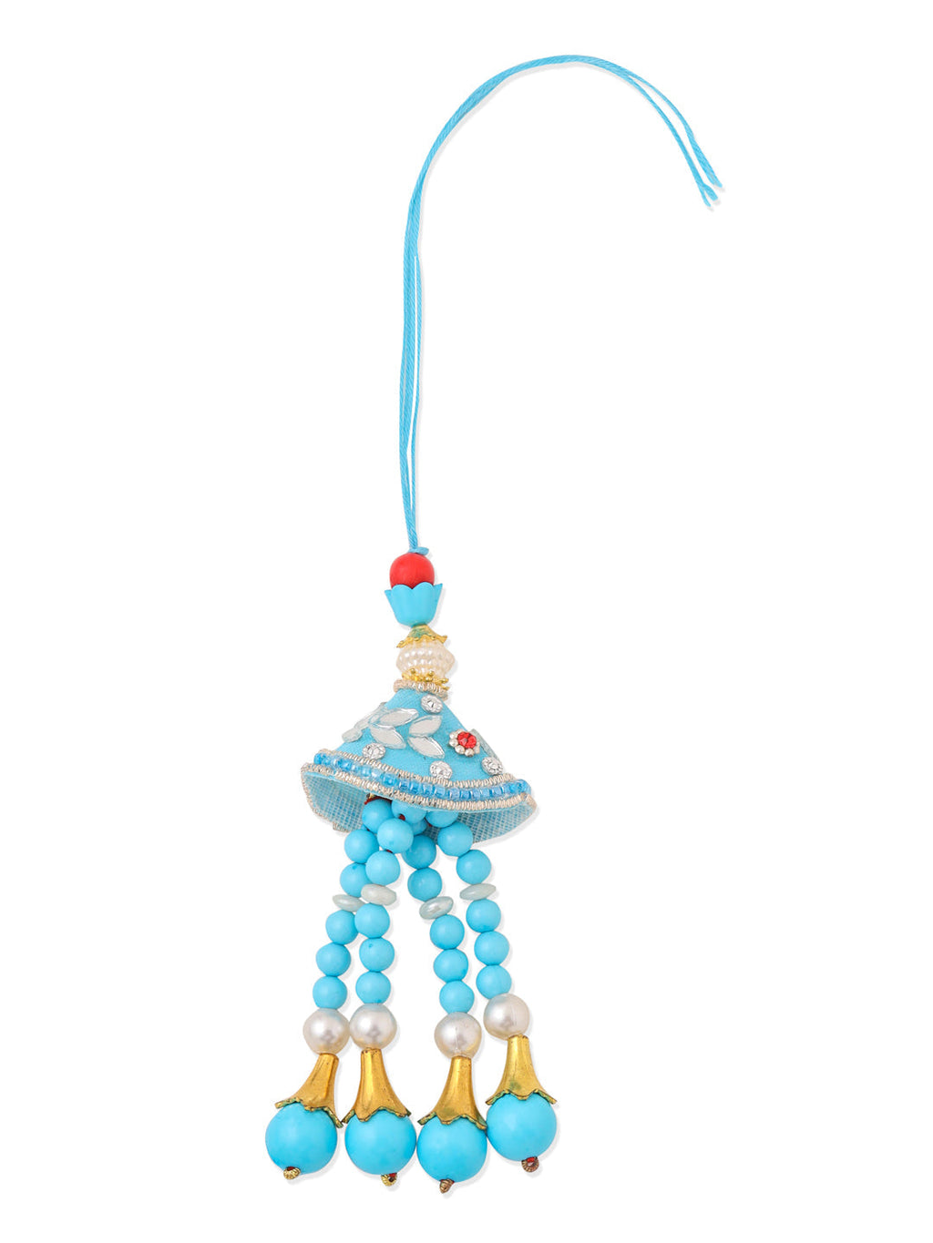 NVR Set of 2 Blue & Pink Artificial Stones & Beads Bhaiya Bhabhi Rakhi Combo | Grocsy