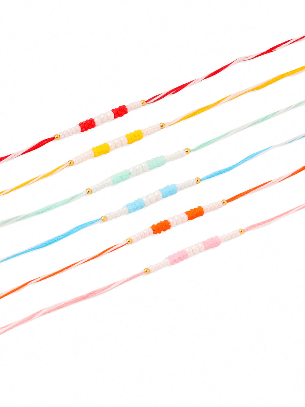 NVR Men Set of 6 Multicolor Pearls Thread Rakhi Combo, Rakshabandhan Combo | Grocsy