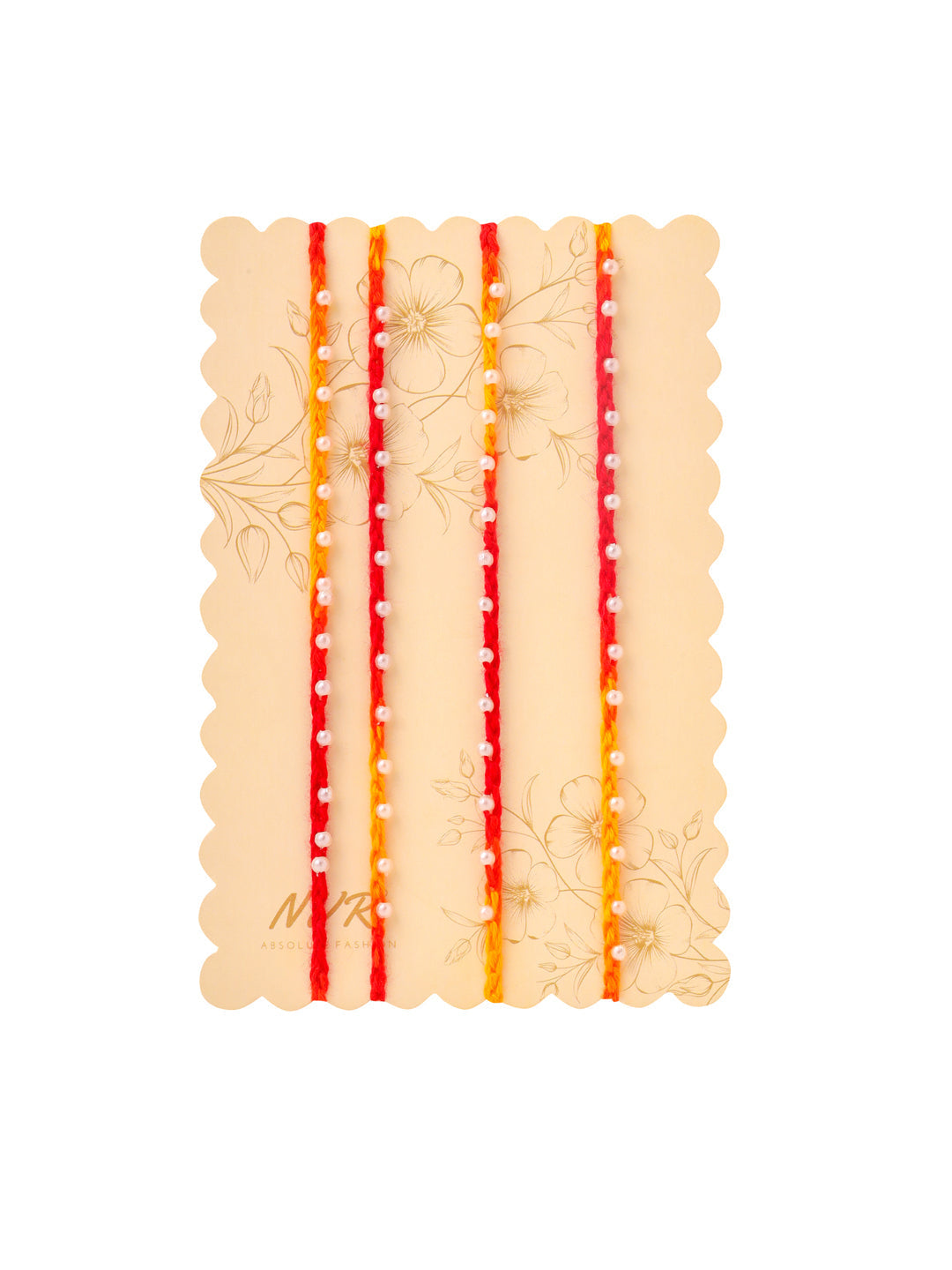 NVR Men Set of 4 Pearls Traditional Red Thread Rakhi, Combo for Rakshabandhan | Grocsy