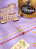 NVR Men Set of 3 Heart Shape Multicolor Artificial Stones Thread Rakhi Combo | Grocsy