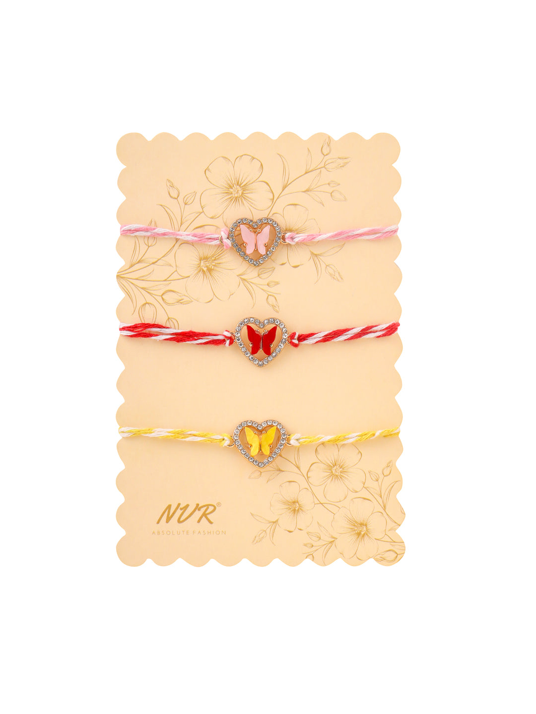 NVR Men Set of 3 Heart Shape Multicolor Artificial Stones Thread Rakhi Combo | Grocsy