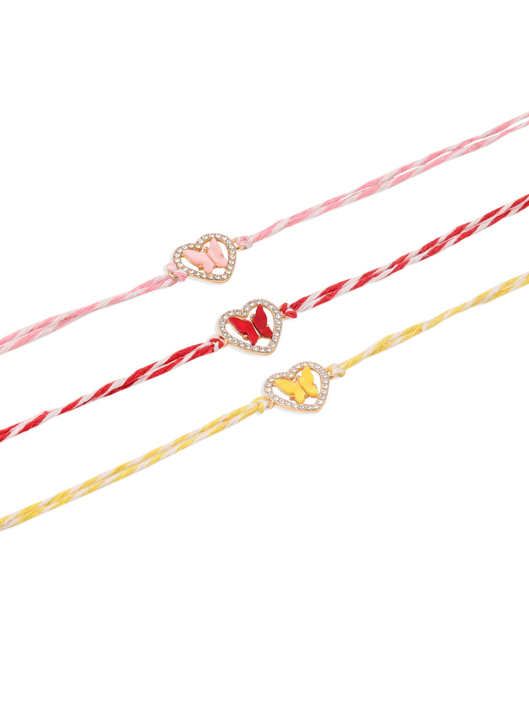 NVR Men Set of 3 Heart Shape Multicolor Artificial Stones Thread Rakhi Combo | Grocsy