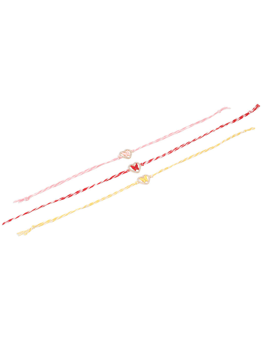 NVR Men Set of 3 Heart Shape Multicolor Artificial Stones Thread Rakhi Combo | Grocsy