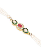 NVR Set of 2 Multicolor Oval Shape Kundan Studded & Beads Bhaiya Bhabhi Rakhi Combo | Grocsy
