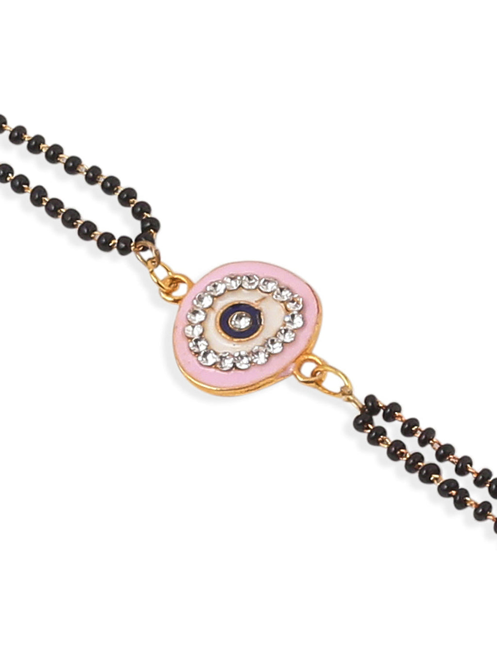NVR Set of 2 Pink Round Shape Artificial Stones Bhaiya Bhabhi Rakhi Combo | Grocsy