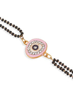 NVR Set of 2 Pink Round Shape Artificial Stones Bhaiya Bhabhi Rakhi Combo | Grocsy