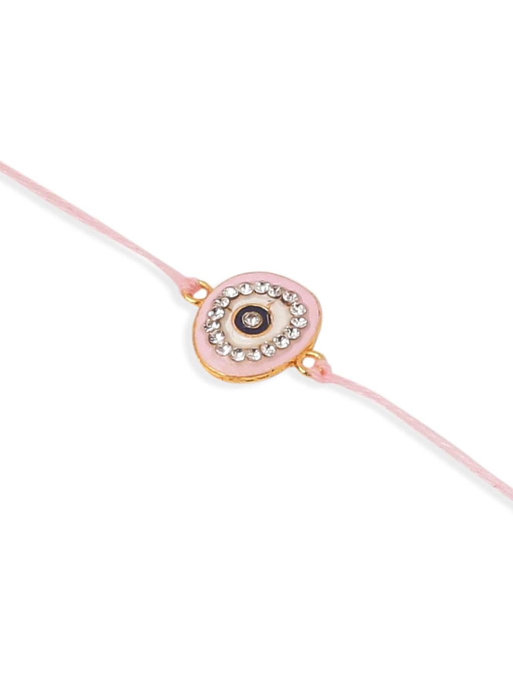 NVR Set of 2 Pink Round Shape Artificial Stones Bhaiya Bhabhi Rakhi Combo | Grocsy