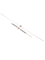 NVR Set of 2 Pink Round Shape Artificial Stones Bhaiya Bhabhi Rakhi with Roli Chawal Chandan & Mishri | Grocsy