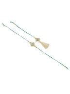 NVR Set of 2 Handmade Green Kundan Studded Bhaiya Bhabhi Rakhi Set, Combo for Rakshabandhan | Grocsy