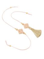 NVR Set of 2 Handmade Peach Kundan Studded Bhaiya Bhabhi Rakhi Set, Combo for Rakshabandhan | Grocsy