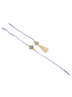 NVR Set of 2 Handmade Blue Kundan Studded Bhaiya Bhabhi Rakhi Set, Combo for Rakshabandhan | Grocsy