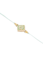 NVR Set of 2 Handmade Sea Green Kundan Studded Bhaiya Bhabhi Rakhi Combo | Grocsy