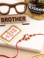 NVR Men Multicolor Beads & Pearls Floral Design Thread Rakhi, Combo for Rakshabandhan | Grocsy
