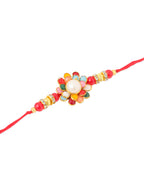 NVR Men Multicolor Beads & Pearls Floral Design Thread Rakhi, Combo for Rakshabandhan | Grocsy