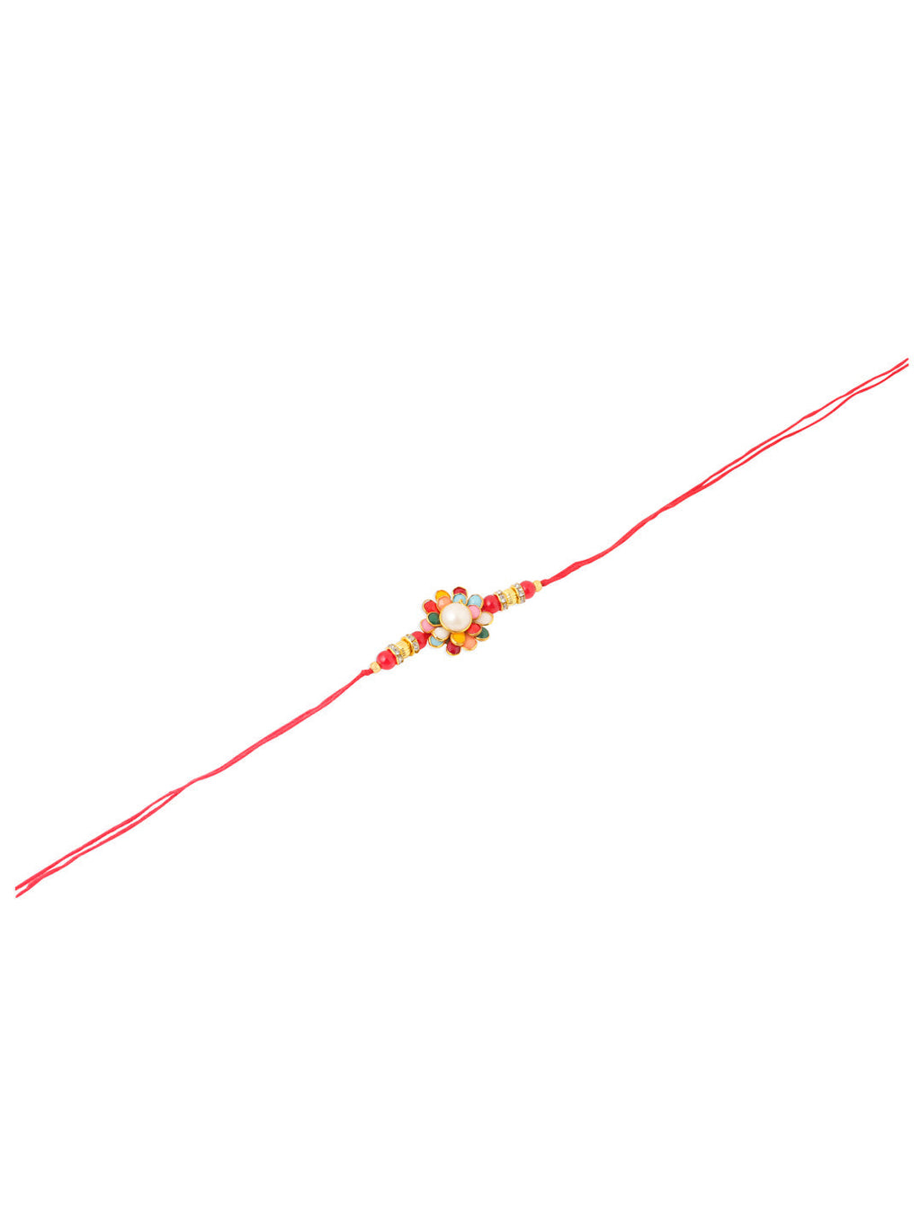 NVR Men Multicolor Beads & Pearls Floral Design Thread Rakhi, Combo for Rakshabandhan | Grocsy