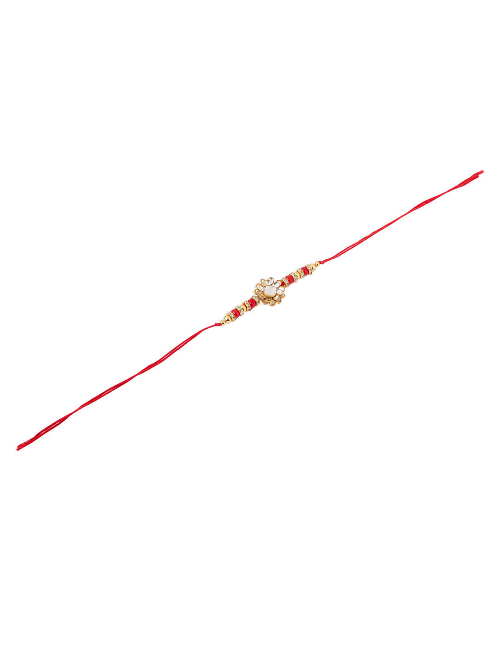 NVR Men's Red Kundan Studded Floral Design Thread Rakhi, Combo for Rakshabandhan | Grocsy