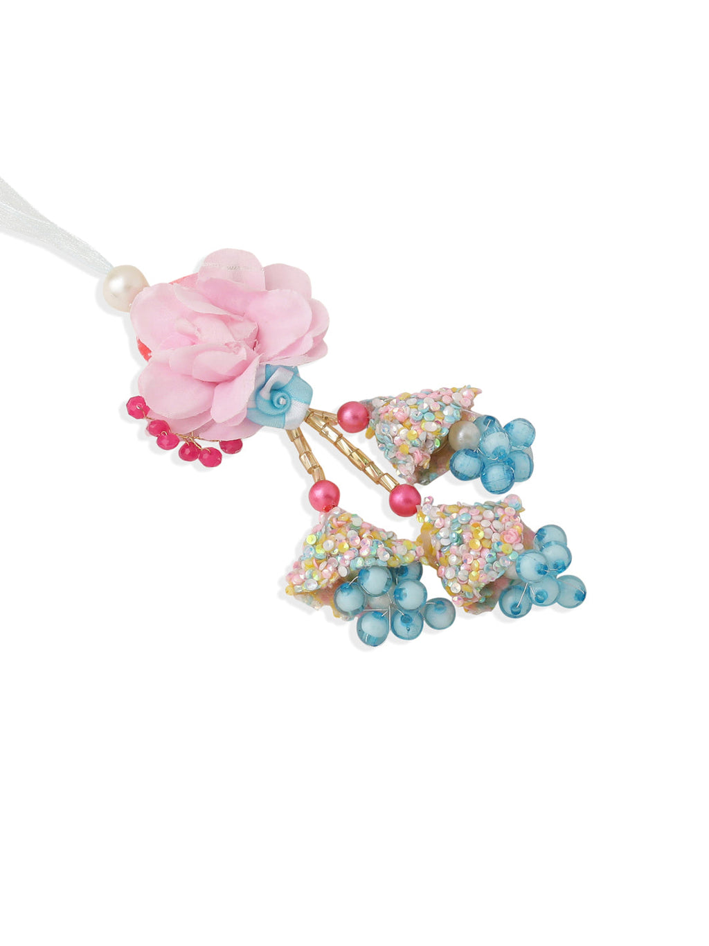 NVR Set of 2 Multicolor Artificial Beads Floral Design Bhaiya Bhabhi Rakhi Combo | Grocsy