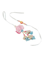 NVR Set of 2 Multicolor Artificial Beads Floral Design Bhaiya Bhabhi Rakhi Combo | Grocsy