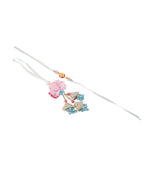 NVR Set of 2 Multicolor Artificial Beads Floral Design Bhaiya Bhabhi Rakhi Combo | Grocsy