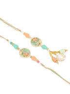 NVR Set of 2 Multicolor Artificial Beads Traditional Bhaiya Bhabhi Pair Rakhi Combo | Grocsy