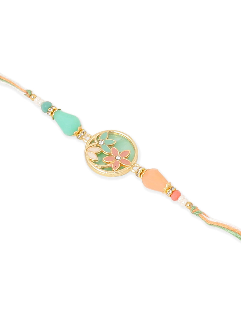 NVR Set of 2 Multicolor Artificial Beads Traditional Bhaiya Bhabhi Pair Rakhi Combo | Grocsy