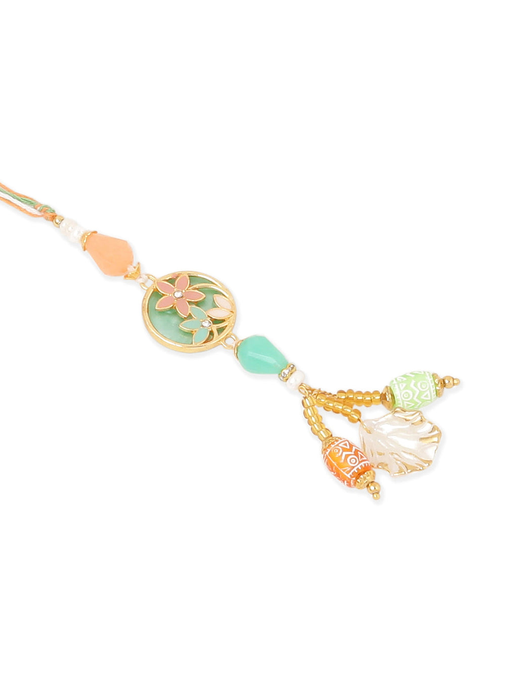 NVR Set of 2 Multicolor Artificial Beads Traditional Bhaiya Bhabhi Pair Rakhi Combo | Grocsy