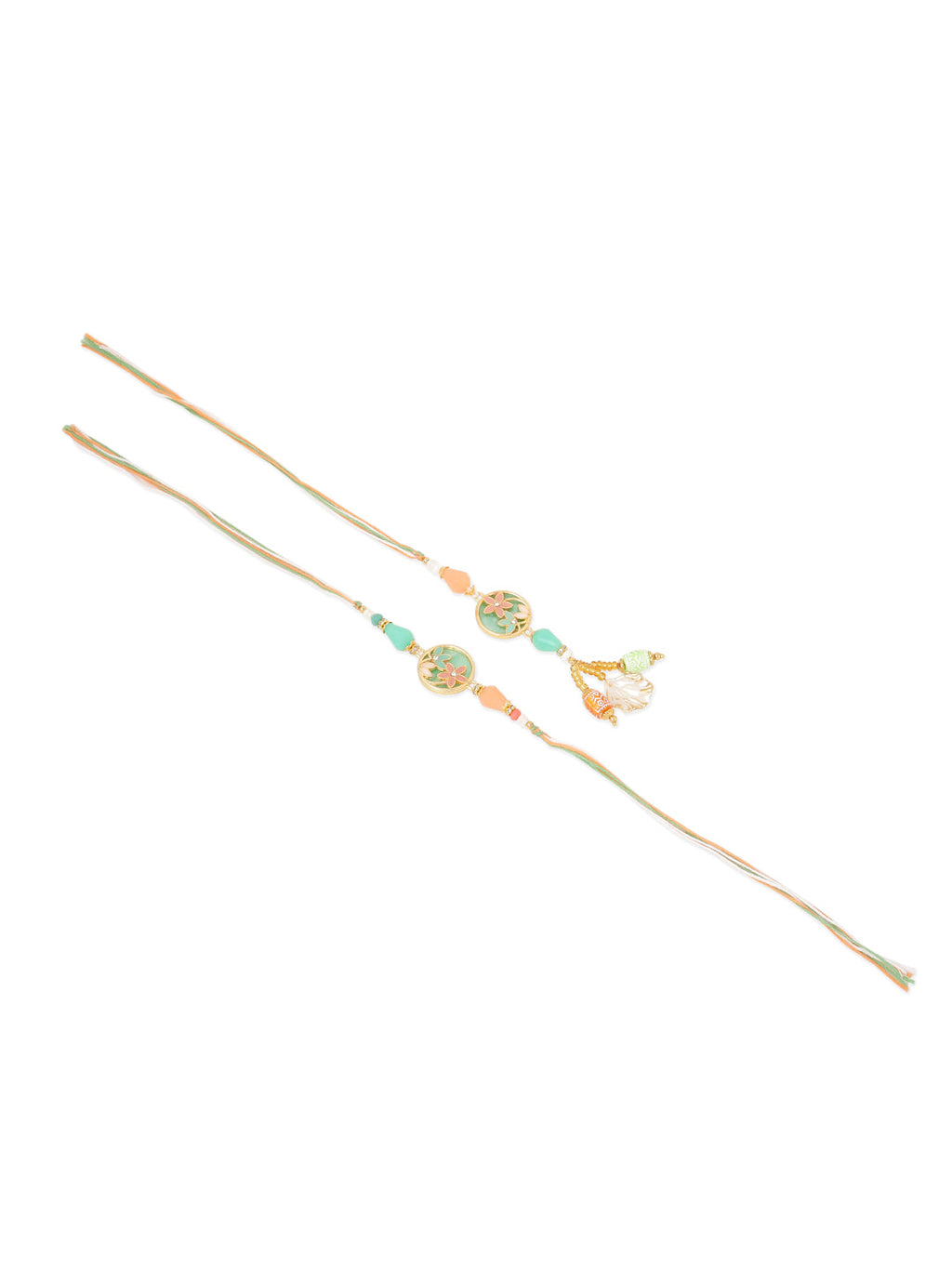 NVR Set of 2 Multicolor Artificial Beads Traditional Bhaiya Bhabhi Pair Rakhi Combo | Grocsy