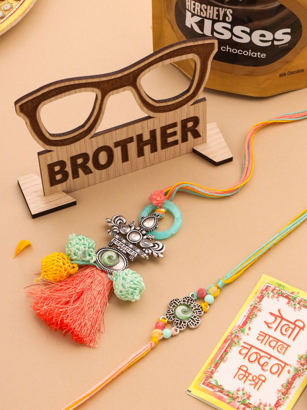 NVR Set of 2 Artificial Beads Traditional Bhaiya Bhabhi Pair Rakhi Combo | Grocsy