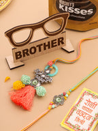 NVR Set of 2 Artificial Beads Traditional Bhaiya Bhabhi Pair Rakhi Combo | Grocsy