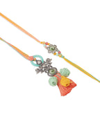 NVR Set of 2 Artificial Beads Traditional Bhaiya Bhabhi Pair Rakhi Combo | Grocsy