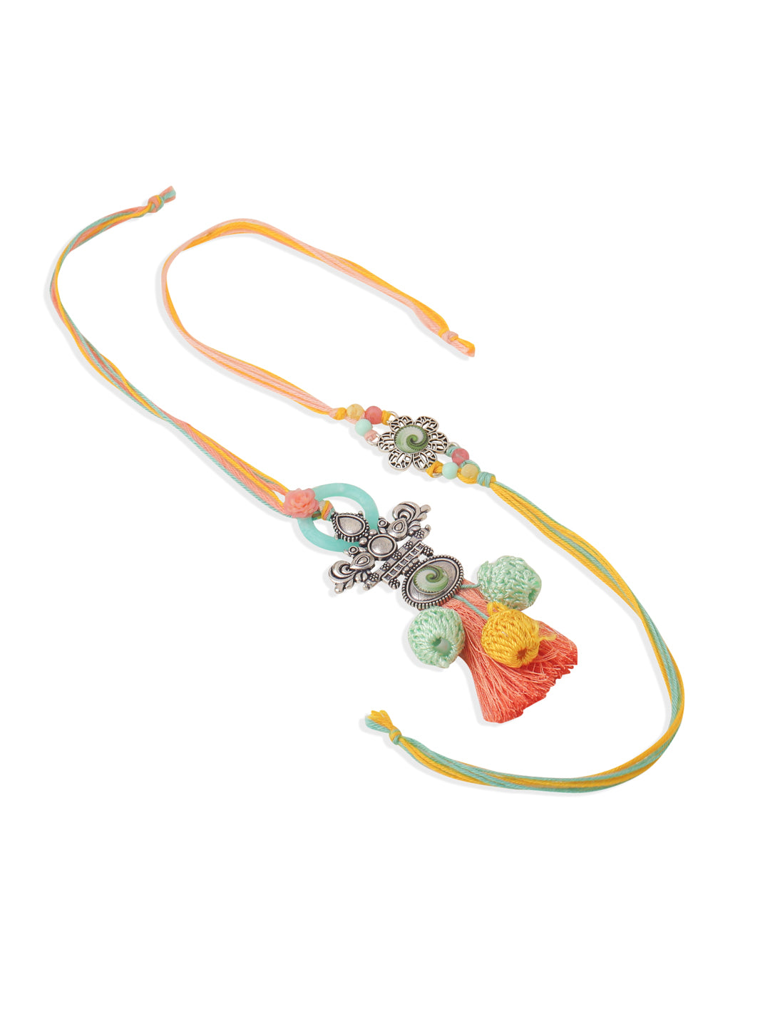 NVR Set of 2 Artificial Beads Traditional Bhaiya Bhabhi Pair Rakhi Combo | Grocsy